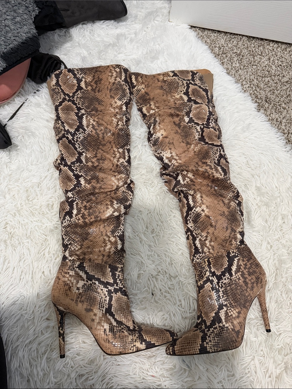 Jessica Simpson Snake-Print Over-the-Knee Stiletto Boots